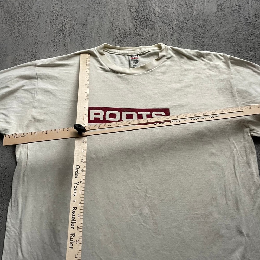 Vintage Roots Athletics T Shirt Mens Extra Large White 90s Canada Graphic Long - Picture 7 of 10